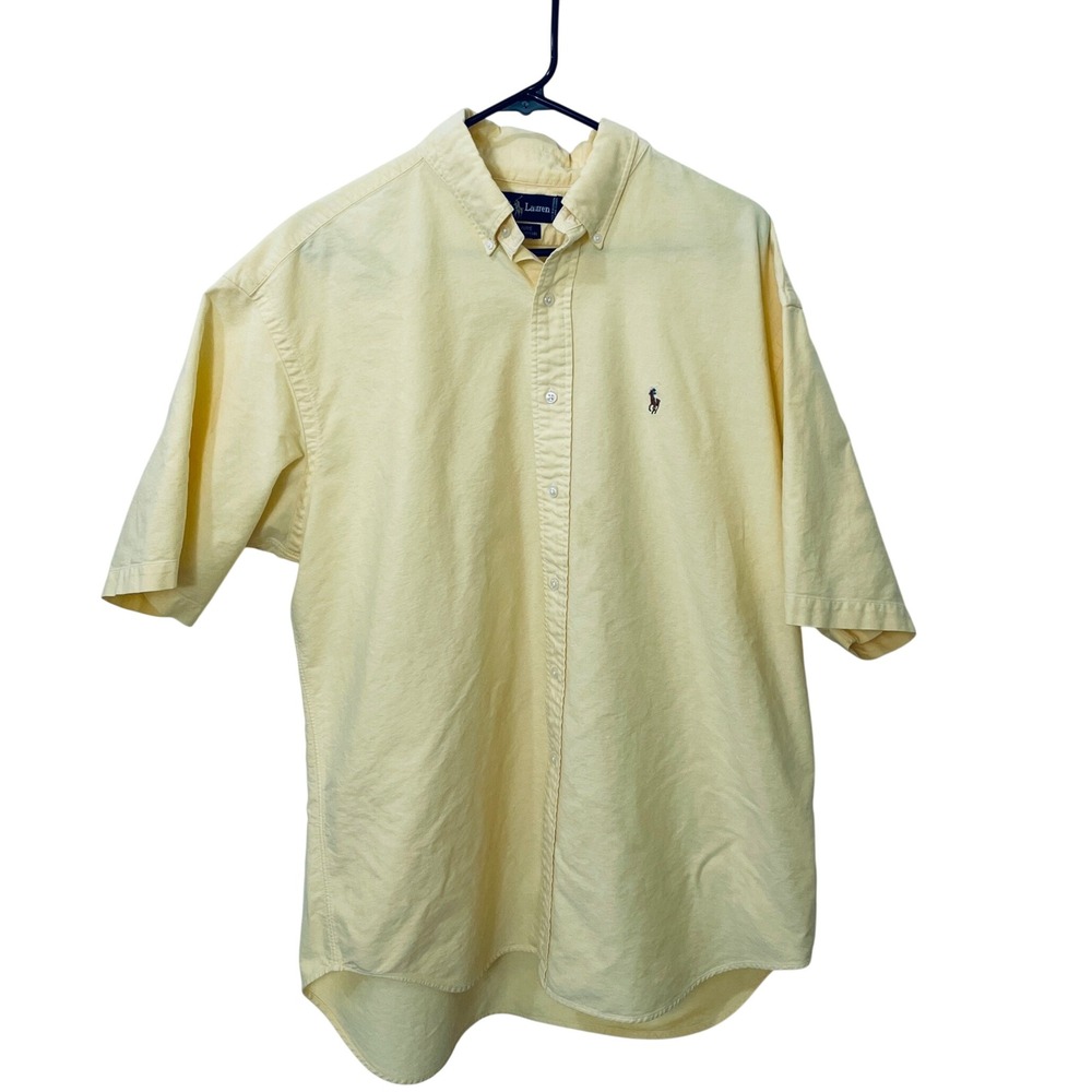 Polo Ralph Lauren Blaire Yellow Cotton Short Sleeve Oxford Shirt Mens XL